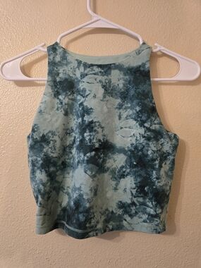 Old Navy Teal and Dark Teal Tie-Dye Crop Tank